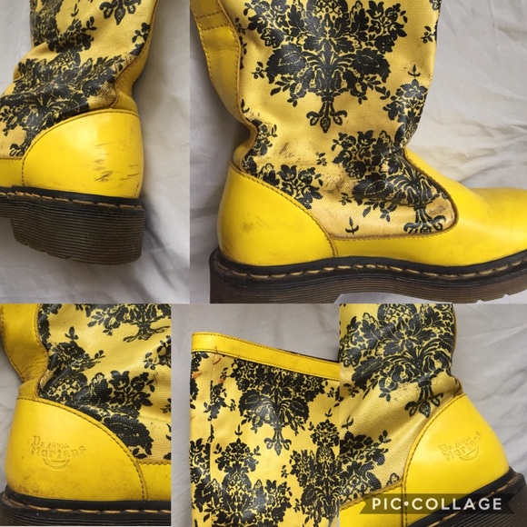Auth Dr. Martens Nellie Yellow Rain Boots Floral - Picture 8 of 8